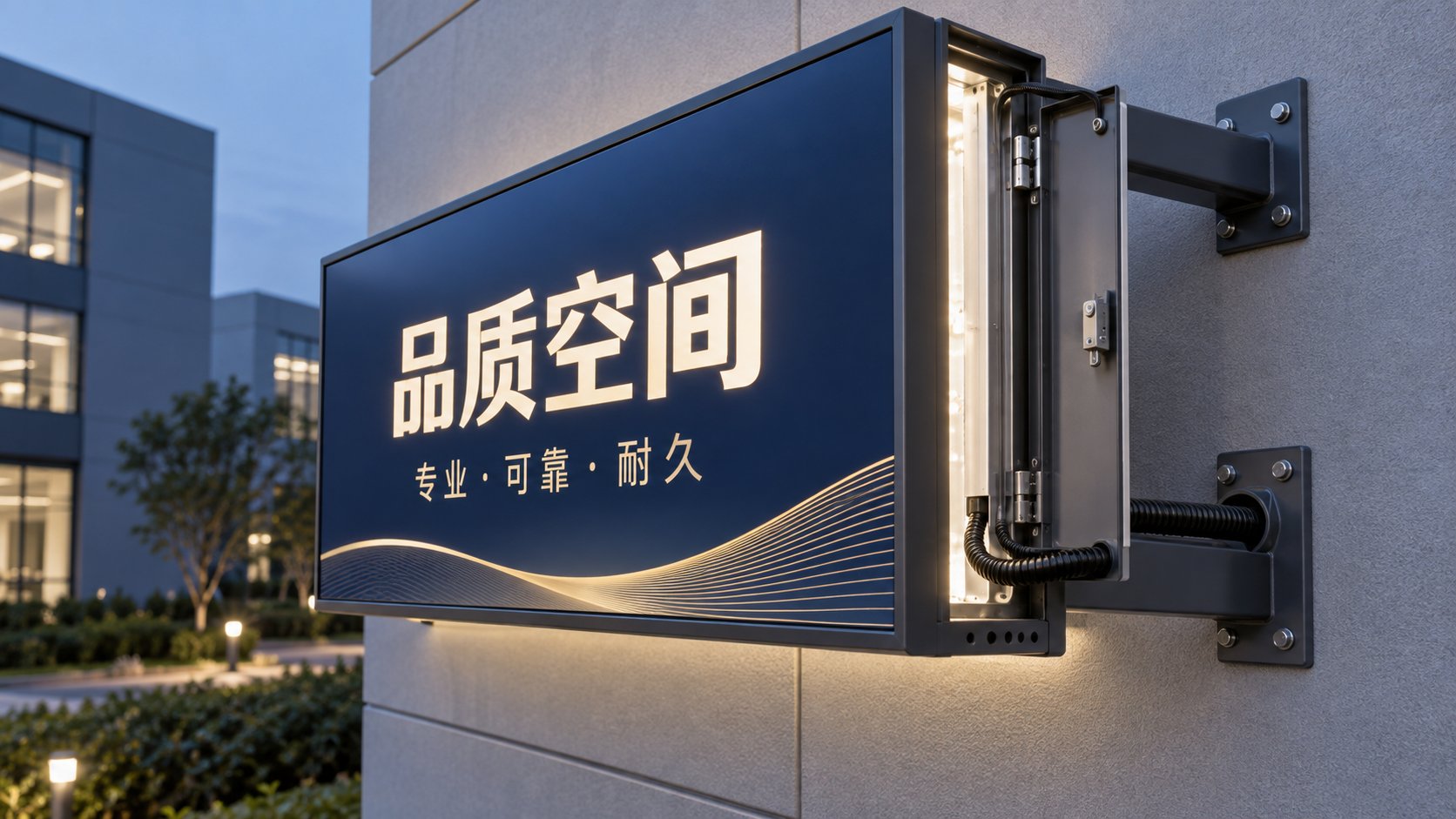 户外灯箱广告牌的支架、电源和检修结构